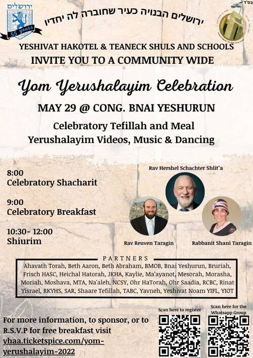 Banner Image for Yom Yerushalayim Celebration and Shiurim
